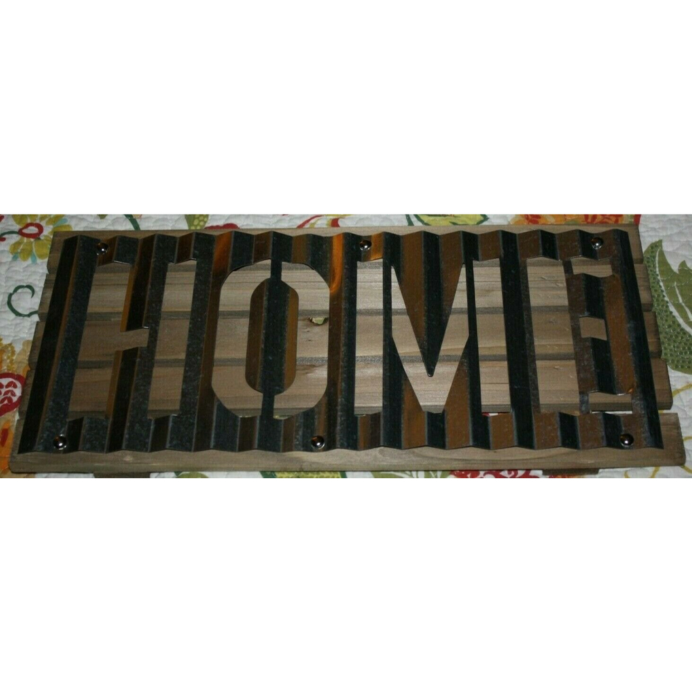 WALL PLAQUE "HOME" WOOD METAL 16 1/2 X 7 3/4 NEW GIFT DECOR